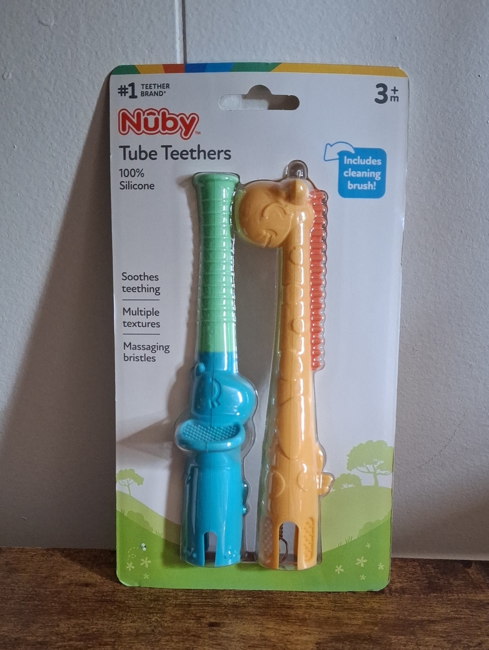 Nuby Tube Teethers - Silicone Soothing Toys Animal Design